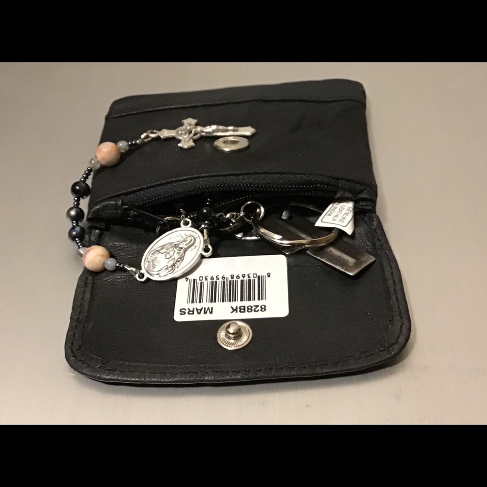 Marshal  Leather Rosary / Coin pouch w/keychain
